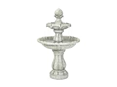 Sunnydaze 35" White 2-Tier Solar Fountain