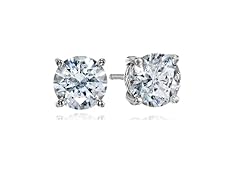 Swarovski Element Sterling Silver Round Stud Earrings- Pick Size