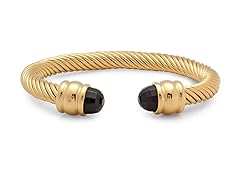 Ladies 18k Gold Plated Cable Cuff Bracelet