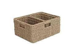 JS HANGER Set of 3 Natural Wicker Storage Baskets 