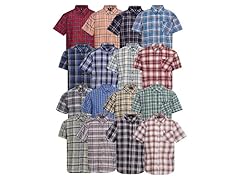 4Pk Mens S/S Button-Up Dress Shirts