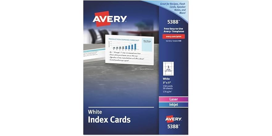 Avery Ruler Less Numbers Avery Unruled Index Cards for Laser and