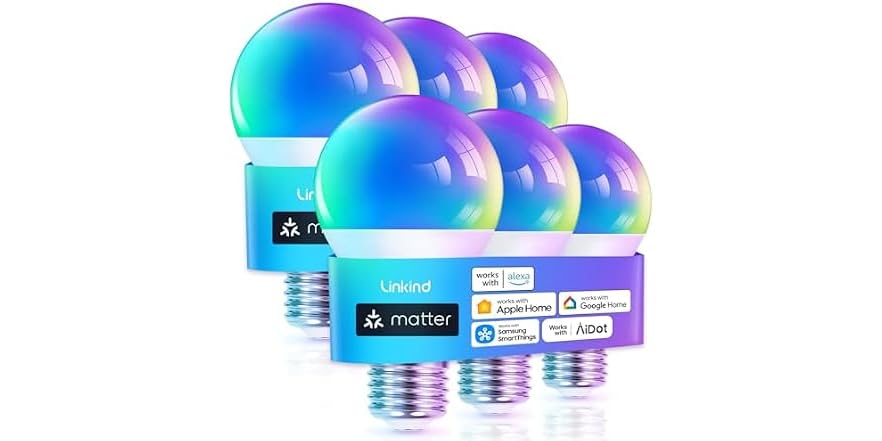 Linkind Matter Smart Light Bulbs, Work with Apple Home, Alexa, Siri, Google