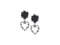 Alchemy Gothic Wounded Love Black Rose Earrings