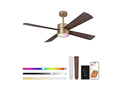 Parrot Uncle CPS1268GD-RGB-PU 52" Gold Ceiling Fan
