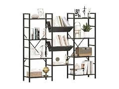 IDEALHOUSE Triple Wide Bookshelf, Black