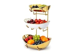HOMKULA 3 Tier Ceramic Fruit Basket