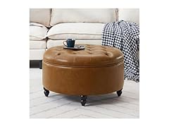 Immulize 30-Inch Round Storage Ottoman, Modern Button Circle (Open Box)