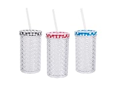 Acrylic Gingham Tumblers Set of 3-16 oz.