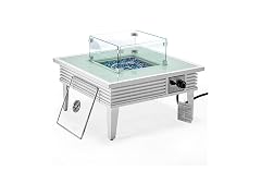LeisureMod Walbrooke Modern Outdoor Square Fire Pit Table White