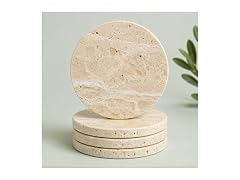 Apasqro Natural Travertine Coasters Set of 4