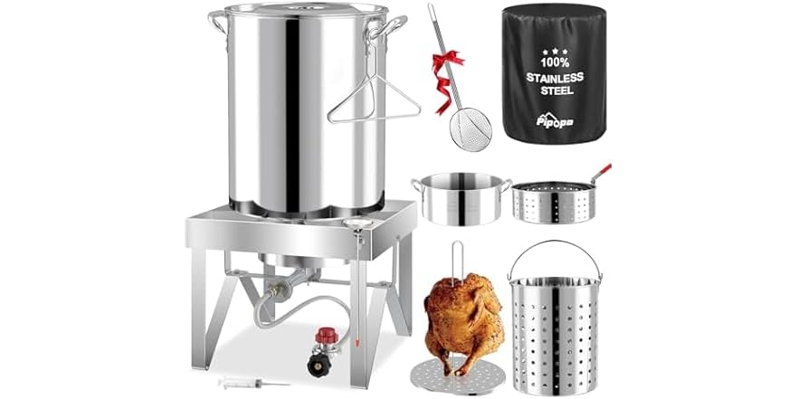 30QT Turkey Fryer Kit | Stainless Steel | Cover