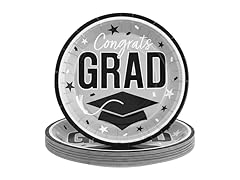 Fun Express Grad Plates 25pk Silver