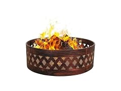 Sunnydaze Crossweave Large Round Outdoor Steel Metal Fire Pit Ring, 36"
