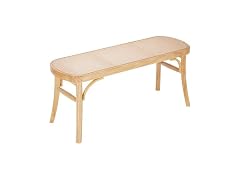 Rattan Bench, 43.3" Wooden Rattan Bench