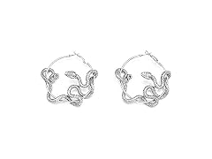 Caiyao Silver Gothic Serpent Hoop Earrings