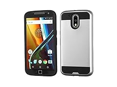 Asmyna Cell Case for Motorola G4 Plus - Silver/Black