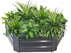 Sunnydaze 40" Steel Raised Garden Bed, Dark Gray