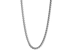 Blackjack Jewelry Polished Stainless Steel 24" Round Box Link Chain