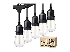 Lakumu Outdoor String Lights 96FT(48×2)