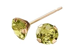 14K Gold 6mm Peridot Earrings
