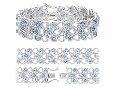3 Row Heart Blue Topaz Bracelet