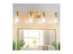VerRon 4-Light Bathroom Light Fixtures, 27", Gold