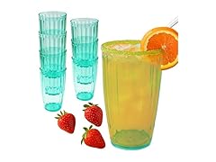 Kate Aspen Teal Fluted Plastic Drinking Glasses Set of 8