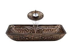 VIGO Rectangular Golden Greek Glass Vessel Sink & Waterfall Faucet Set in Chrome