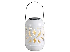 Design Craft Lacey Ceramic Solar Lantern White