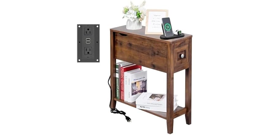 LUSUOWLZ Chairside Table with Charger