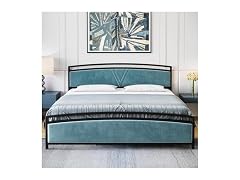 GAOMON King Velvet Bed, Arc Design, Blue