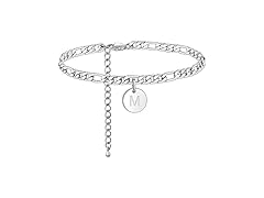 FOSIR Silver Initial Anklets