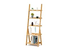Bamboo Ladder Shelf Bookcase, 5-Tier