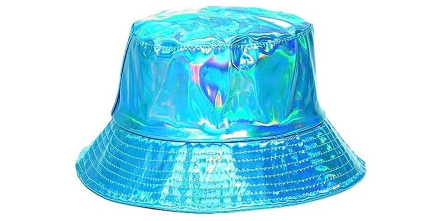 Unisex Metallischer Bucket Hat – Wasserdicht, Holografisch, Reversibel (Schwarz/Silber), Faltbar