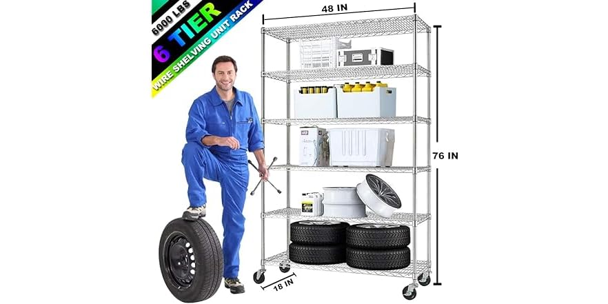 G6000 Racks 6000 LBS 6 Tier Wire Shelving Rack