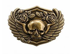Vintage Bronze Skull Belt Buckle