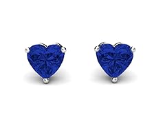 CZ Heart Sapphire Earrings