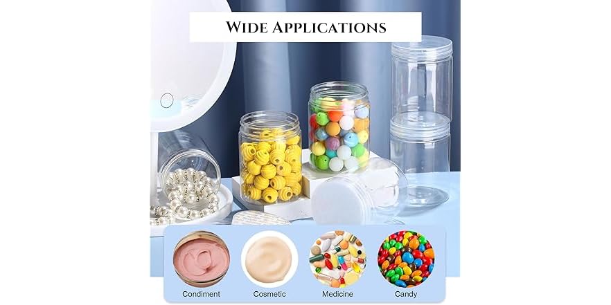 48 PC 8 Oz Clear Plastic Jars With Lids