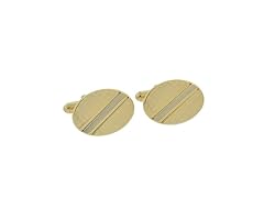 Gold Tone Oval Engraved Cufflinks