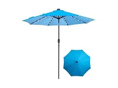 Backyard Expressions 9FT Solar Patio Umbrella Blue