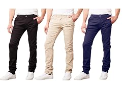 1Pk Or 2Pk Mens Flat Front Chino Pants