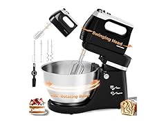 Stand Mixer Electric Kitchen Mixer, 4.8 QT Auto-Rotating Bowl & Beater Tilt-Head 2-IN-1 Standing Hand Mixer, 250 Watt 5-Speed with Turbo Boost Household Mixer with Beaters & Dough Hooks for Baking (Open Box)