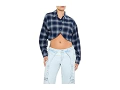 Forever 21 Women (L) Cropped Flannel Shirt