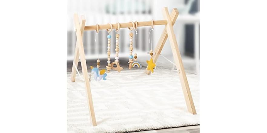 Wooden Baby Play Gym with Hanging Toys