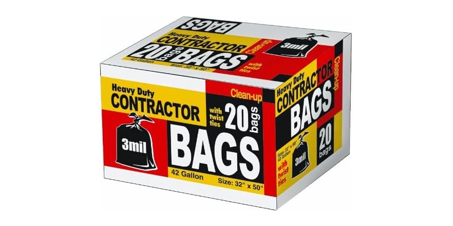 Heavy Duty Contractor 120 Ct Trash Bags, 42 Gallon