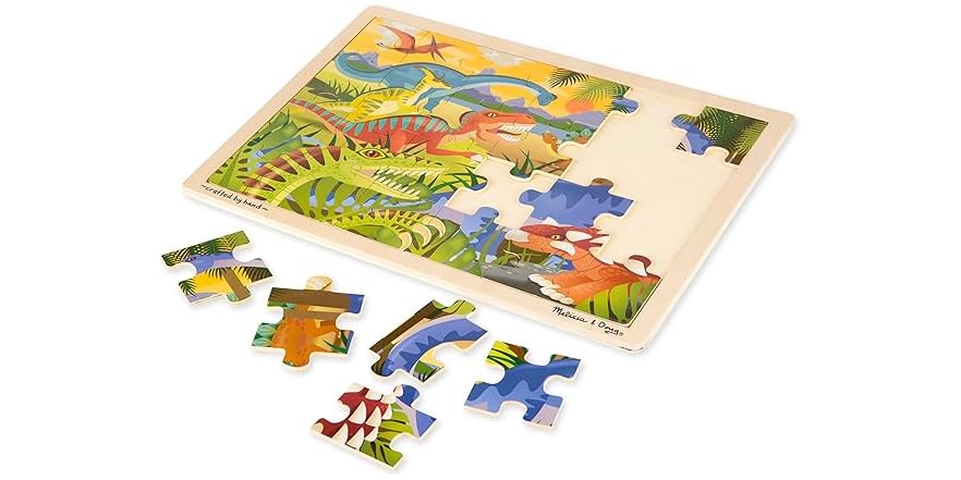 Melissa & Doug - Set Regalo 20 Magneti In Legno A Tema Dinosauri In Scatola + Bundle Omaggio Scratch Art Mini-Pad
