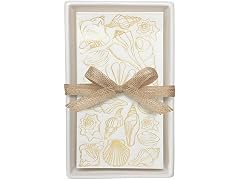 Ceramic Tray and 20 Absorbent 3-Ply Paper Napkins Gold Shells