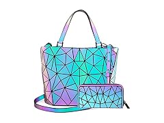 LOVEVOOK Geometric Luminous Purses and Handbags for Women Holographic Reflective Crossbody Bag Wallet Gifts for Women