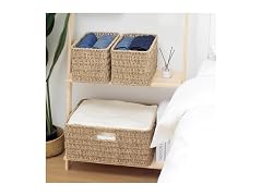 JS HOME Seagrass Wicker Storage Baskets, Set of 3